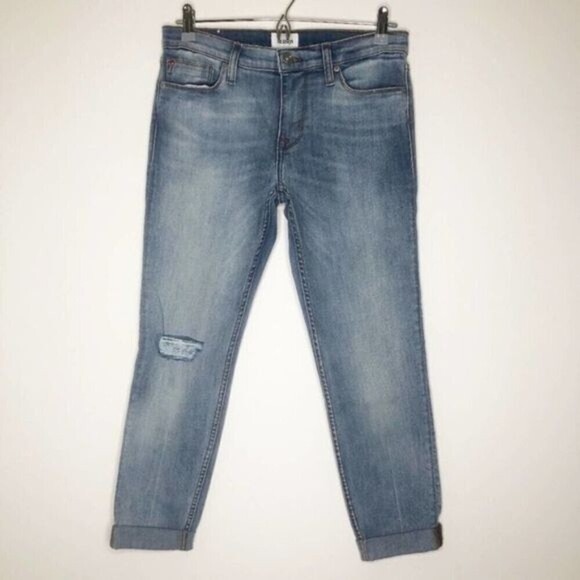 HUDSON Harkin Distressed Skinny Cropped Cuff Jeans  - Picture 1 of 9